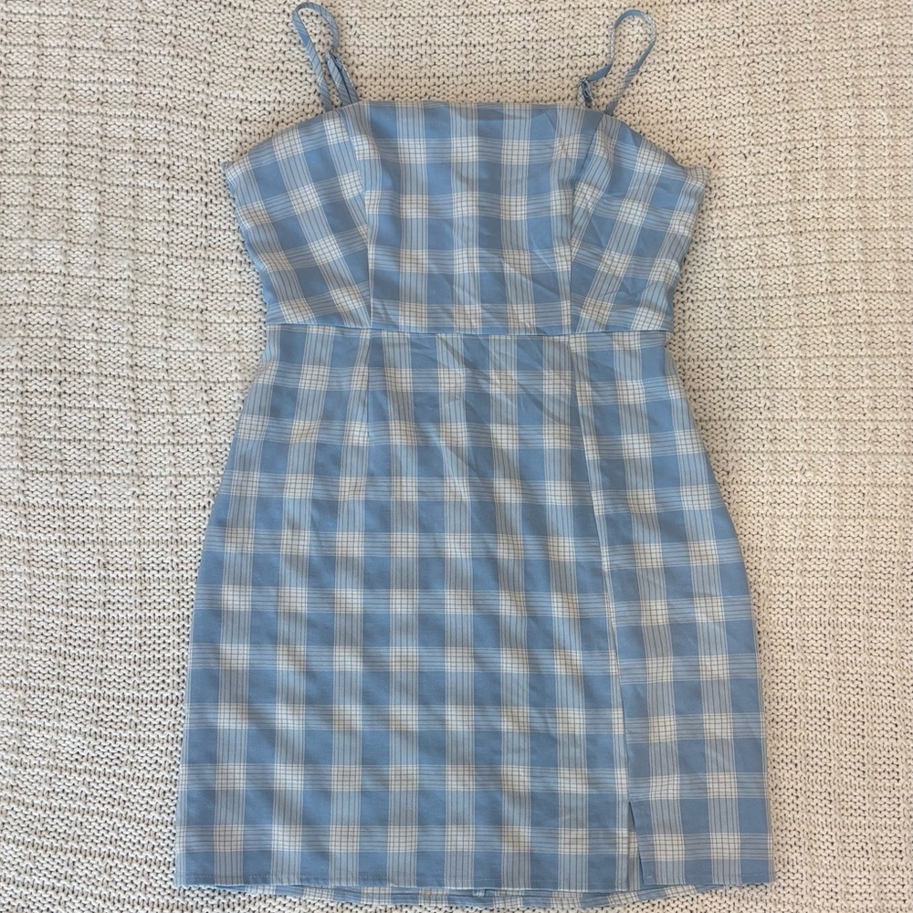 BP. Lola Blue & White Plaid Mini Dress - Size Small